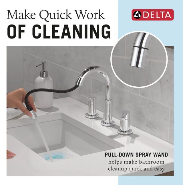 Delta Nicoli® Chrome 2-Handle Widespread Pull-Down Bathroom Faucet-4