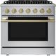 Hauslane HausPro Range 36" Stainless Steel Pro-Style Gas Range with Satin Brass Knobs-0