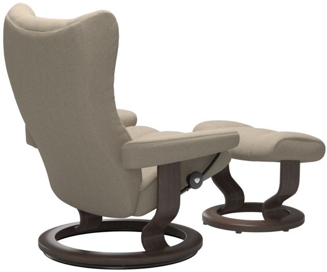 Stressless® by Ekornes® Customizable Wing Medium Manual Recliner and Ottoman with Classic Base-3