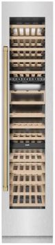 ZLINE Autograph Edition 18" 9.0 Cu. Ft. Triple Zone 68 Bottle Right Hinge Column Wine Cooler in Satin Stainless Steel with Champagne Bronze Accents-0