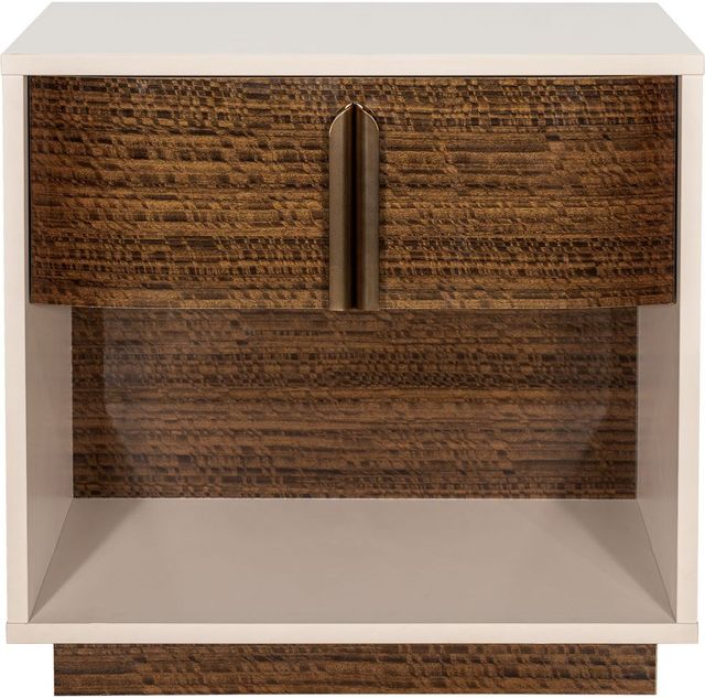 Michael Amini® Pavira Taupe/Walnut 1-Drawer Nightstand-1