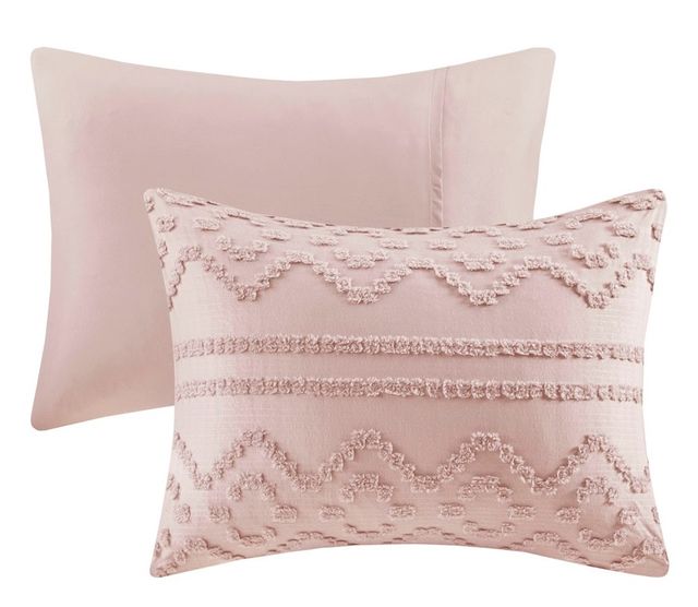 Olliix by Madison Park Annie Solid Blush Full/Queen Clipped Jacquard Comforter Set-2