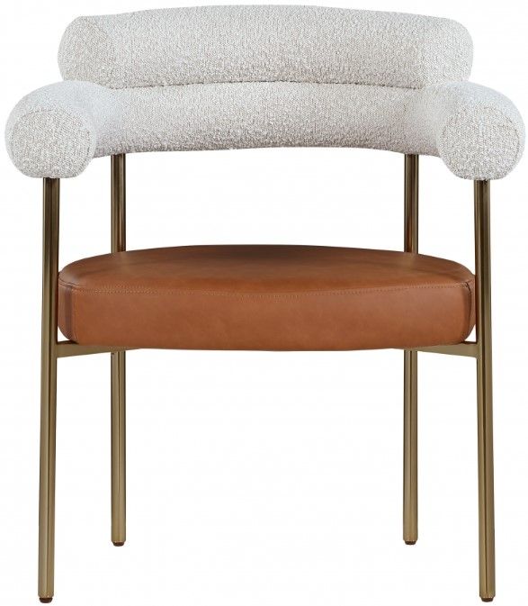 Meridian Furniture Blake Cognac/Brushed Brass Dining Arm Chair-1