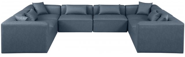Meridian Furniture Cube 8-Piece Navy Blue Vegan Leather Sectional-1