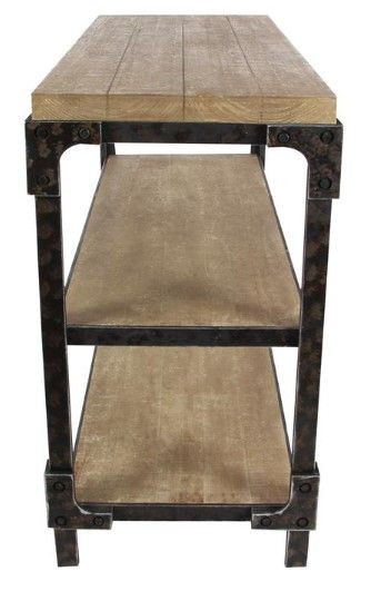 Deco Marche Brown Console Table with Black Base-1