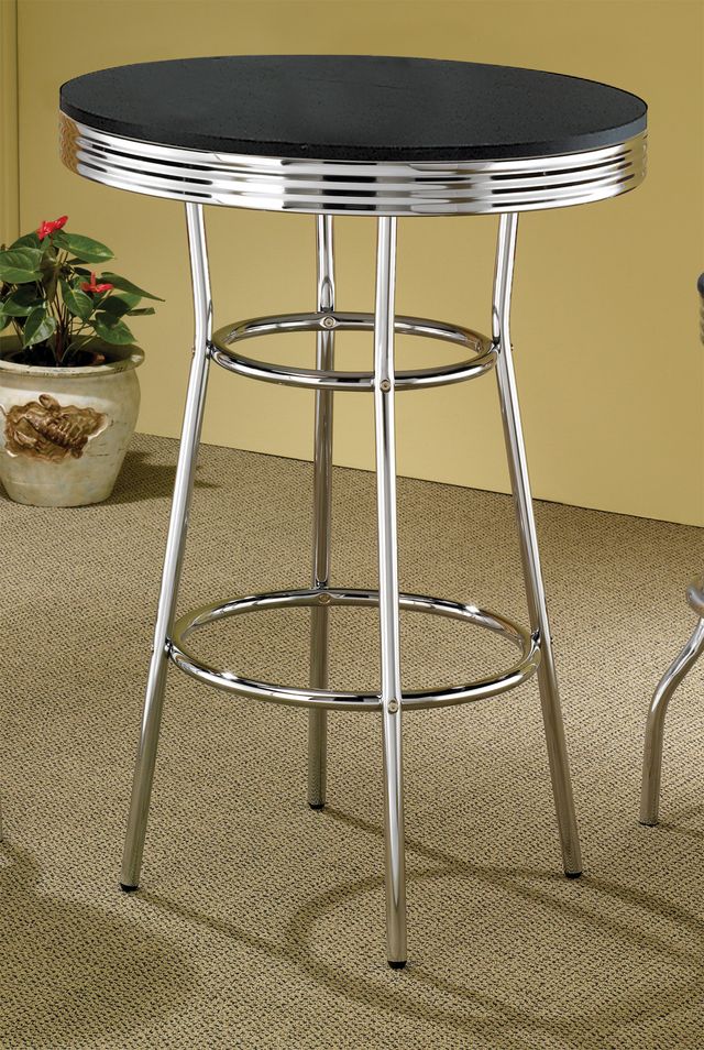 Coaster® Theodore Black Bar Table with Silver Base-1