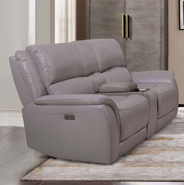 Furniture of America® Gorgius Light Gray Power Reclining Loveseat -2