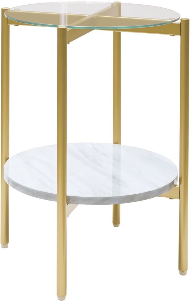 Signature Design by Ashley® Wynora 2-Piece White/Gold Living Room Tables Set-2