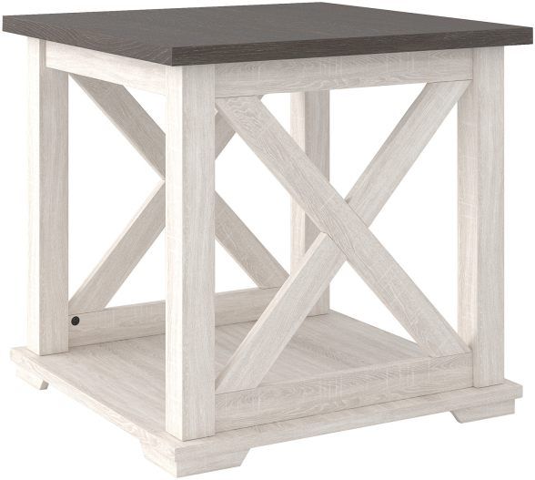 Signature Design by Ashley® Dorrinson  Gray Square End Table with Antique White Base-2