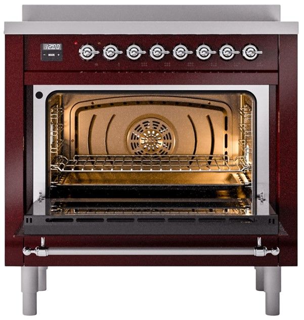 Ilve® Nostalgie II Series 36" Burgundy Pro Style Induction Range-3
