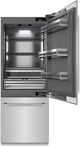 ZLINE Autograph Edition 30" 16.1 Cu. Ft. Stainless Steel Built In Bottom Freezer Refrigerator with Water Dispenser, Ice Maker, Graphite Gray Interior and Polished Nickel Helix Handles-2