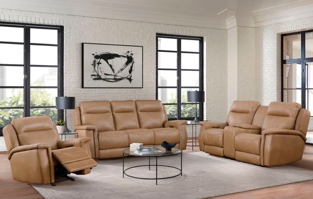 Leather Italia™ Cambria Fischer Saddle Lea Power Reclining Loveseat with Console-1