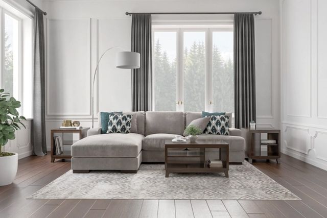Spacious Walker Furniture showroom featuring an Ashley living room set