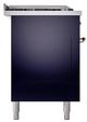 Ilve® Nostalgie II Noblesse 60'' Midnight Blue Pro Style Dual Fuel Range with Brass Trim-2