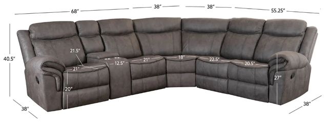 Powell® Galloway 3-Piece Stone Gray Manual Reclining L-Shape Sectional Sofa-3
