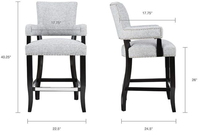 Olliix by Madison Park Grey Dawson Arm 26‘’ Counter Stool-2
