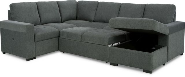 Signature Design by Ashley® Millcoe 3-Piece Gray Right-Arm Facing Sofa Sectional and Chaise with Pop Up Bed-1