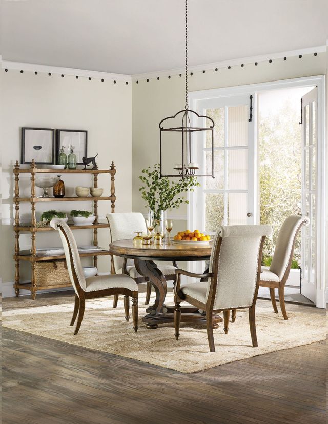 Hooker® Furniture Archivist Aubergine Linen/Pecky Pecan Dining Arm Chair-1