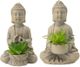 A & B Home 2-Piece Stone Buddha Succulent Figurine-0