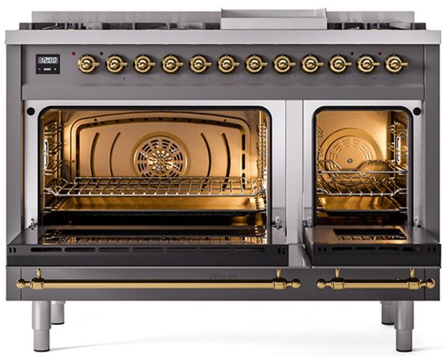 Ilve® Nostalgie II Series 48" Graphite Matte Pro Style Dual Fuel Range-1