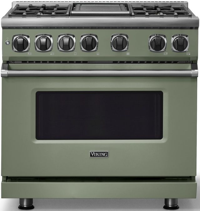 Viking® 7 Series 36" Eucalyptus Pro Style Dual Fuel Range with Griddle-0