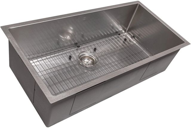 ZLINE Meribel 36" Satin Stainless Steel Undermount Single Bowl Kitchen Sink with Bottom Grid-0