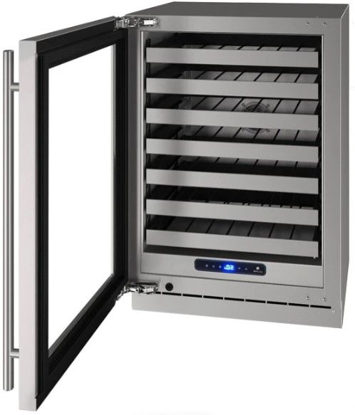 U-Line® Glass/Stainless Steel 24" Full Depth Cooler-1