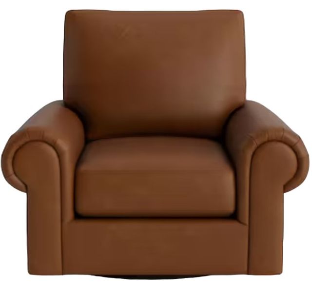 Bassett® Furniture Customizable Benchmade Premier Leather Large Panel Arm Swivel Chair-1