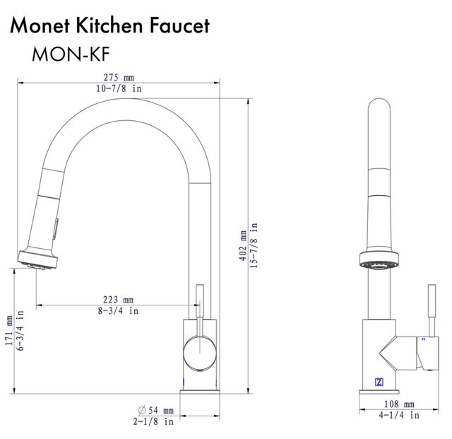 ZLINE Autograph Edition Polished Gold Monet Pull Down Single Handle Kitchen Faucet-2