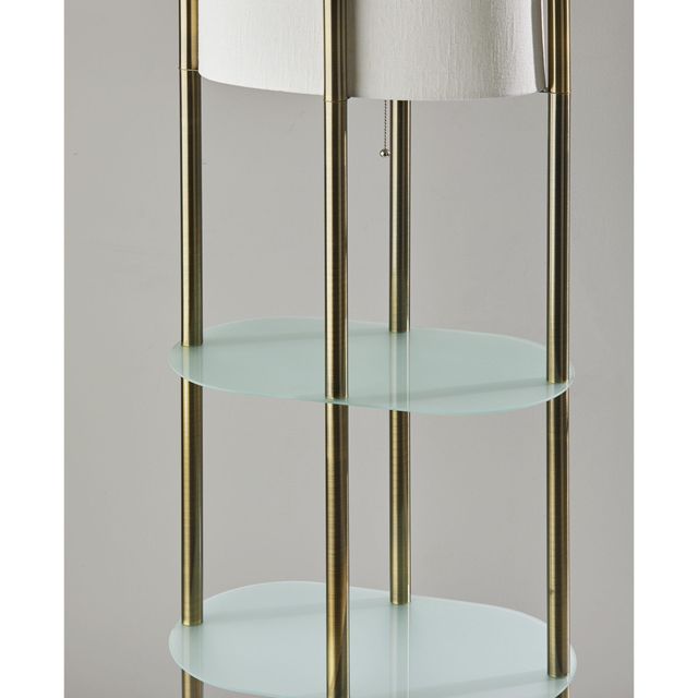 Adesso® Norman Antique Brass Shelf Floor Lamp-1