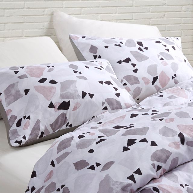 Olliix by CosmoLiving Terrazzo Cotton Printed Blush and Grey Full/Queen Comforter Set-2