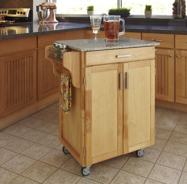 homestyles® Cuisine Cart Natural/Salt-and-Pepper Granite Kitchen Cart-1
