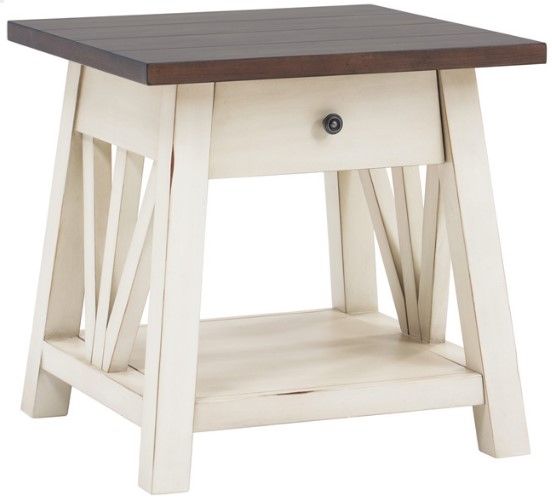 aspenhome® Pinebrook Prairie White End Table-0