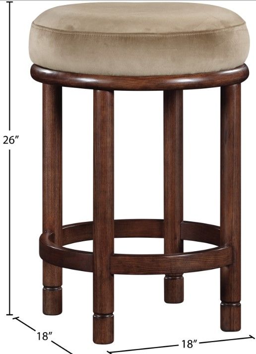 Meridian Furniture Monette Beige/Walnut Brown Upholstered Counter Stool-3