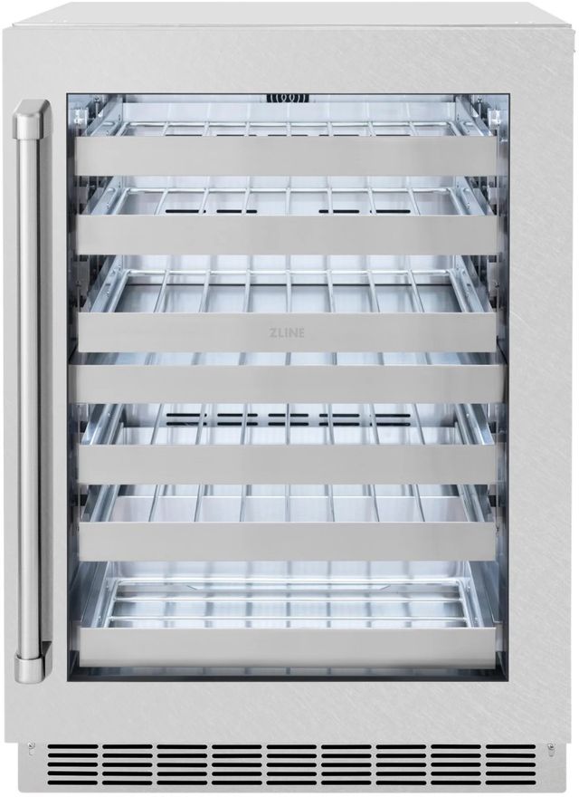 ZLINE Touchstone 24" 4.8 Cu. Ft. Satin Stainless Steel Wine Cooler with Glass Door-0