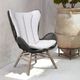 Armen Living King Brown/Charcoal/Light Gray Fabric/Rope/Wood Outdoor Lounge Chair-1