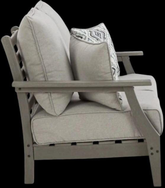 Signature Design by Ashley® Visola Gray Nuvella/Polyethylene Outdoor Loveseat with Cushion-2