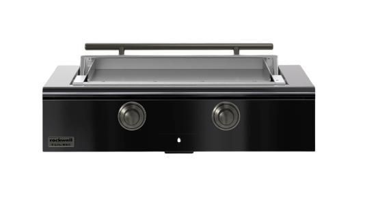 Caliber™ Rockwell Social 42" Gloss Black Built-In Liquid Propane Outdoor Griddle with Pewter Hardware-0