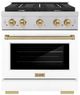 ZLINE Autograph Edition 30" Satin Stainless Steel Pro Style Gas Range with White Matte Door-0