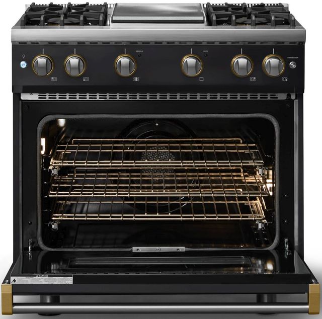 Viking® 5 Series 36" Onyx Pro Style Gas (NG) Range with Brushed Brass Trim-1