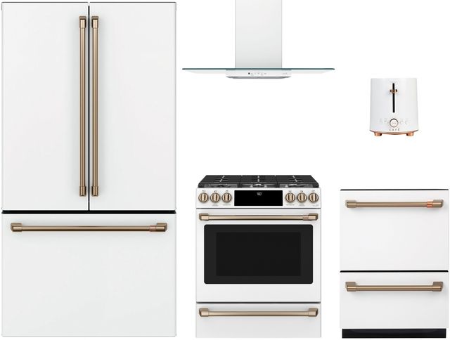 Café™ 5 Piece Matte White Gas Kitchen Package-0