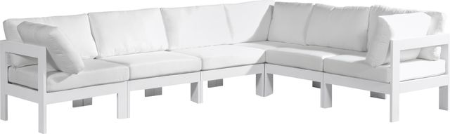 Meridian Furniture Nizuc 6-Piece White Outdoor Patio Modular Sectional Set-0