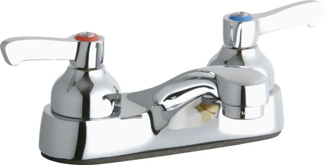 Elkay Chrome 4" Centerset Exposed Deck Faucet with Integral Spout 2" Lever Handles-0