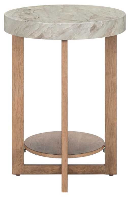 Liberty Furniture Danby Alabaster Chairside Table with Nutmeg Base-3