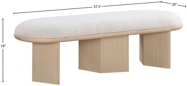 Meridian Furniture Wilshire Cream/Natural Upholstered Bench-3
