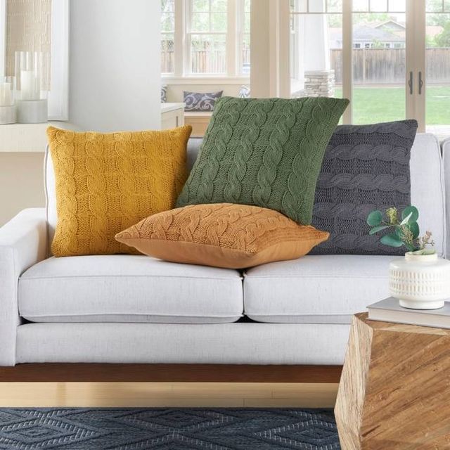 Nourison Home™ Lifestyle 2-Piece Charcoal Cotton Knitted Throw Pillows Set-3