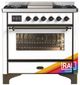 Ilve® Majestic III 36" Custom Pro Style Dual Fuel Liquid Propane Range with 6 Black Brass Burners and Burnished Trim-0