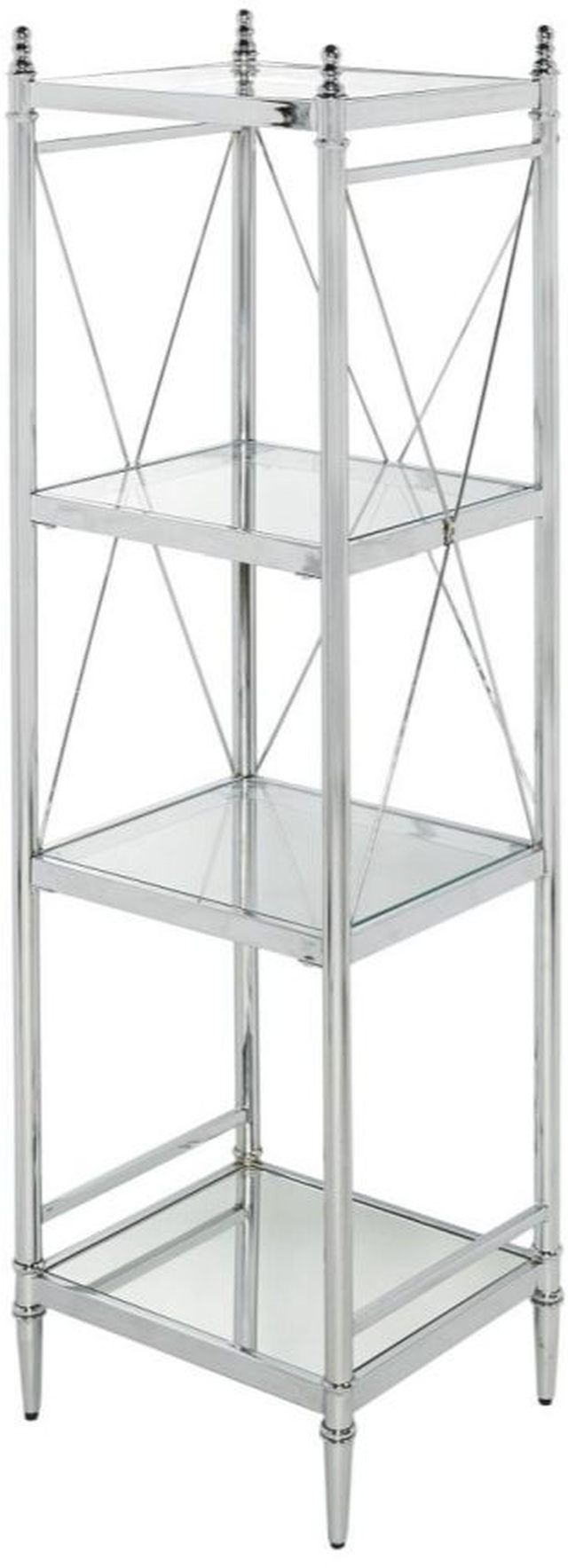 Linon Pinnacle Chrome and Glass Four Tier Shelf-2