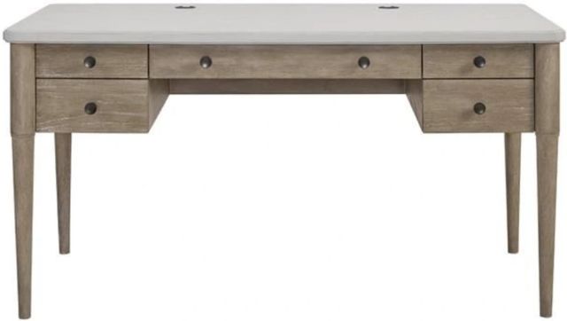 Bernards Citrus Heights Sand/White 5-Drawer Desk-2