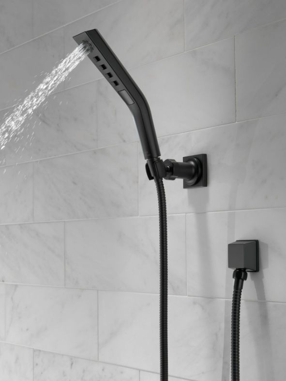 Delta Universal Showering Matte Black H2Okinetic® 3-Setting Wall Mount Hand Shower-2